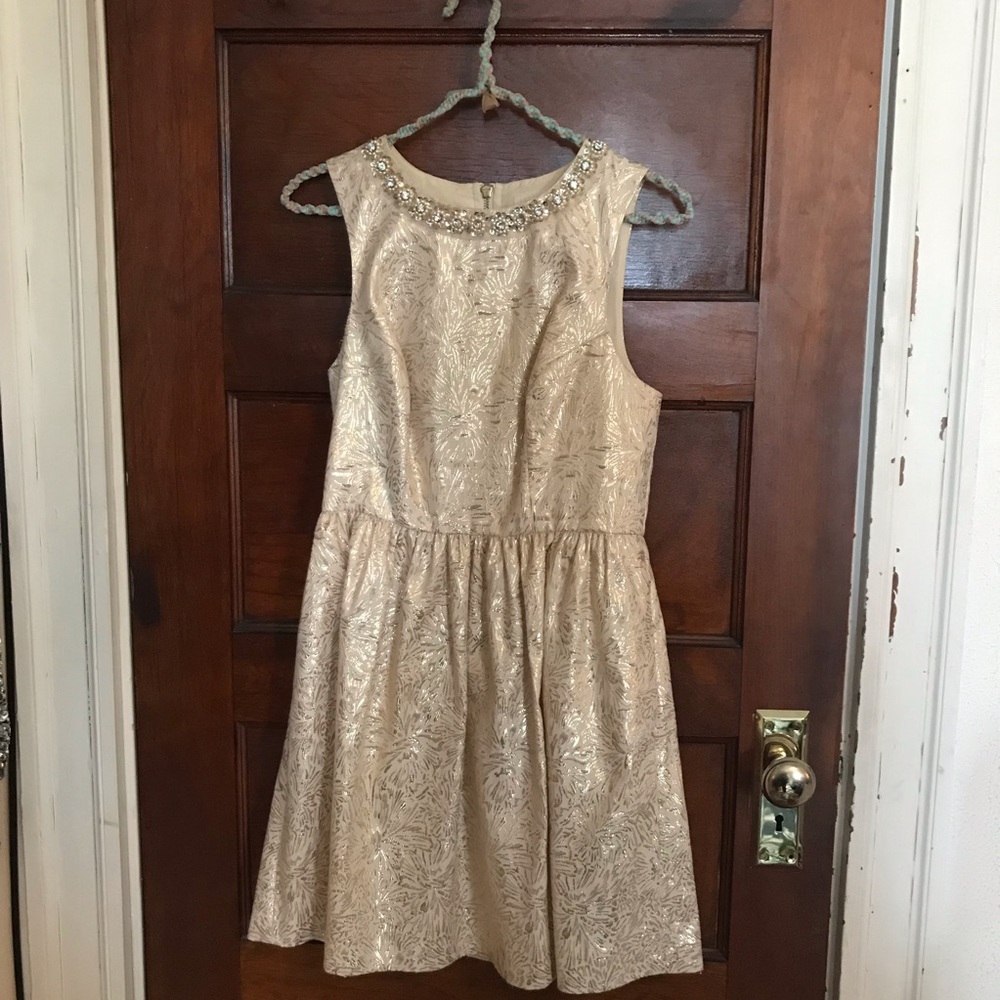 Cream/Gold Embroidered and Embellished Dress